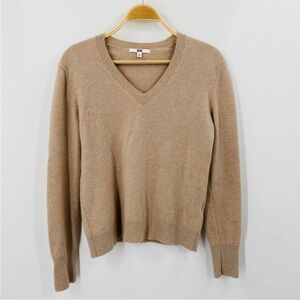 Uniqlo Women's 100% Cashmere Beige V-Neck Sweater